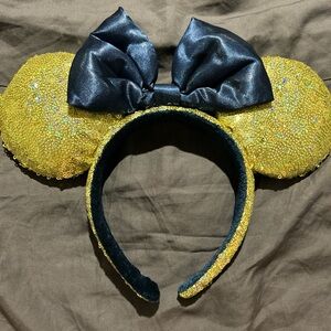 Disney Gold Sequin Ears with Black Satin Bow